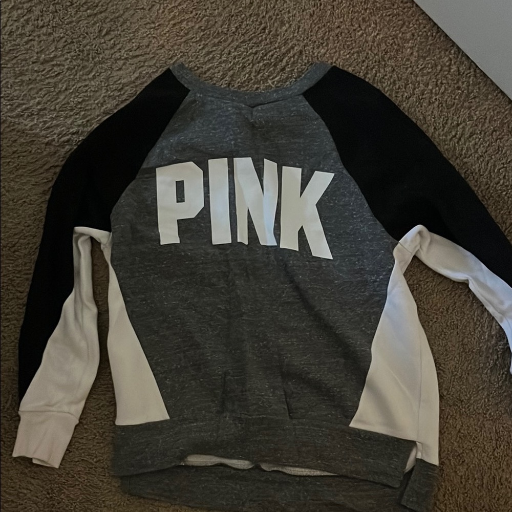 PINK Victoria's Secret Women's Gray and Black Sweater